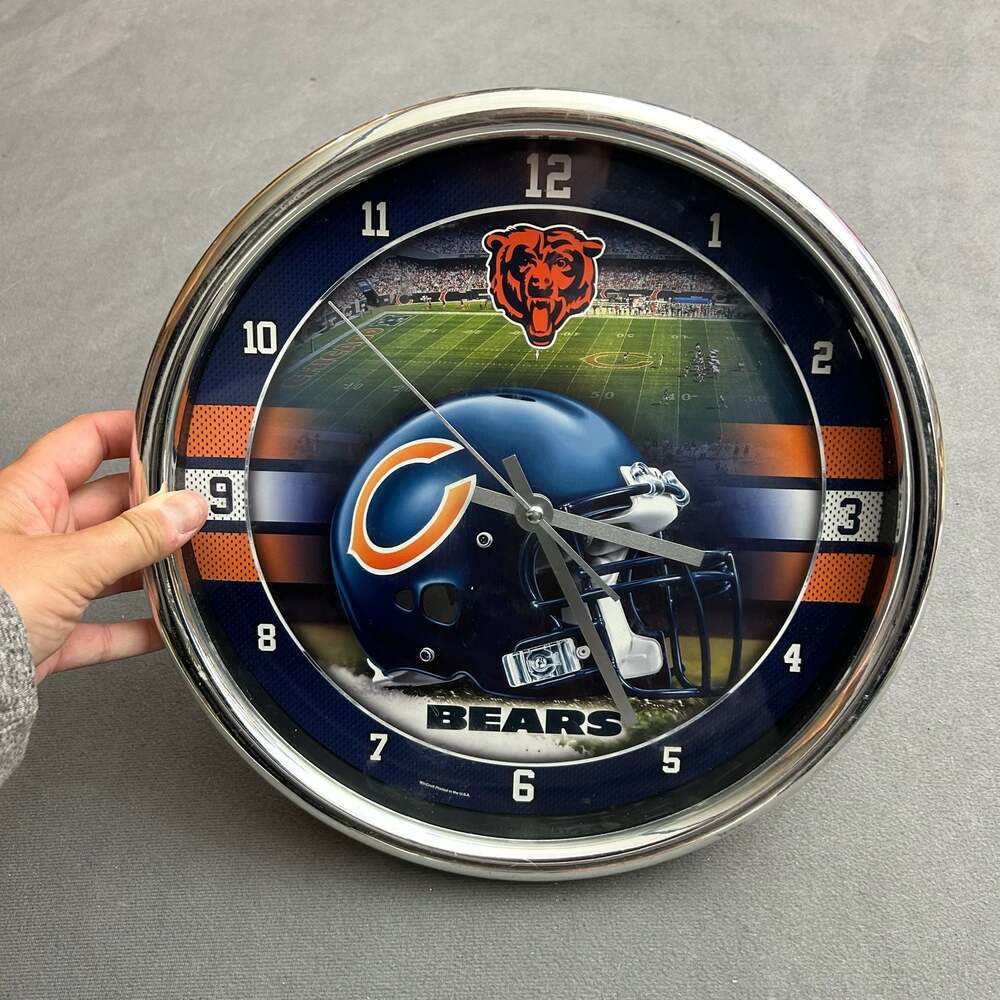 WinCraft Chicago Bears NFL Chrome Plated 12 Inch Retro Helmet Wall Clock